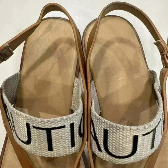 Nautica tan leather & canvas thong sandals women’s size 6.5 - Picture 2 of 5